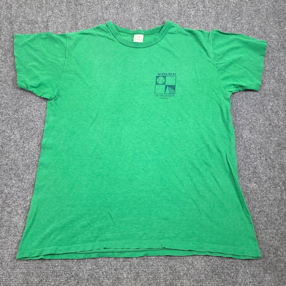 Vintage Volvo Tshirt Stedman L Green Mt Washington Valley 80s Single Stitch USA